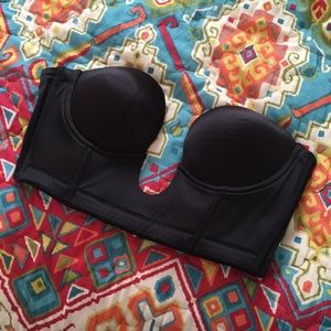 Black Fine Lines plunging strapless bustier bra
